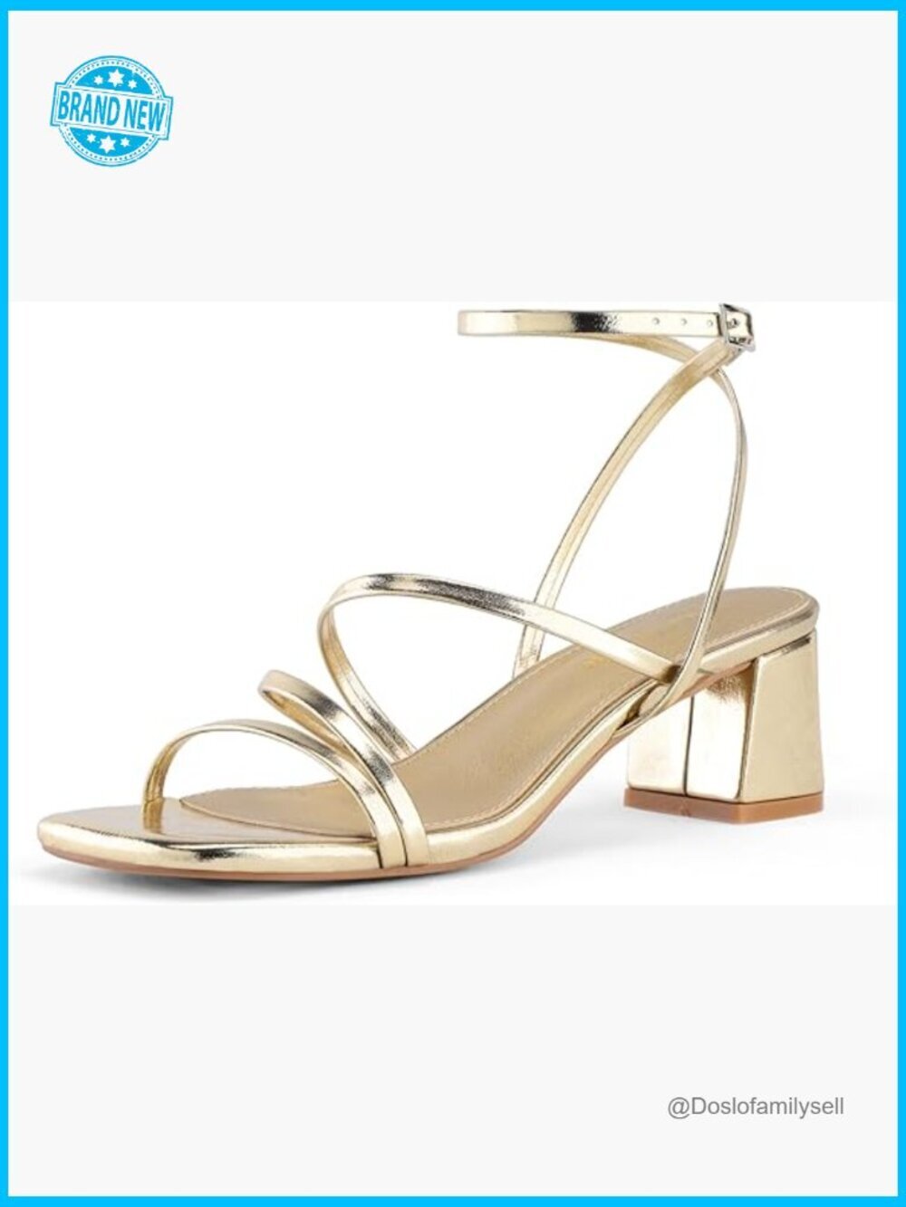 Low Chunky Block Heel Sandals Open Toe Ankle Strap Dress Shoes 2.1"